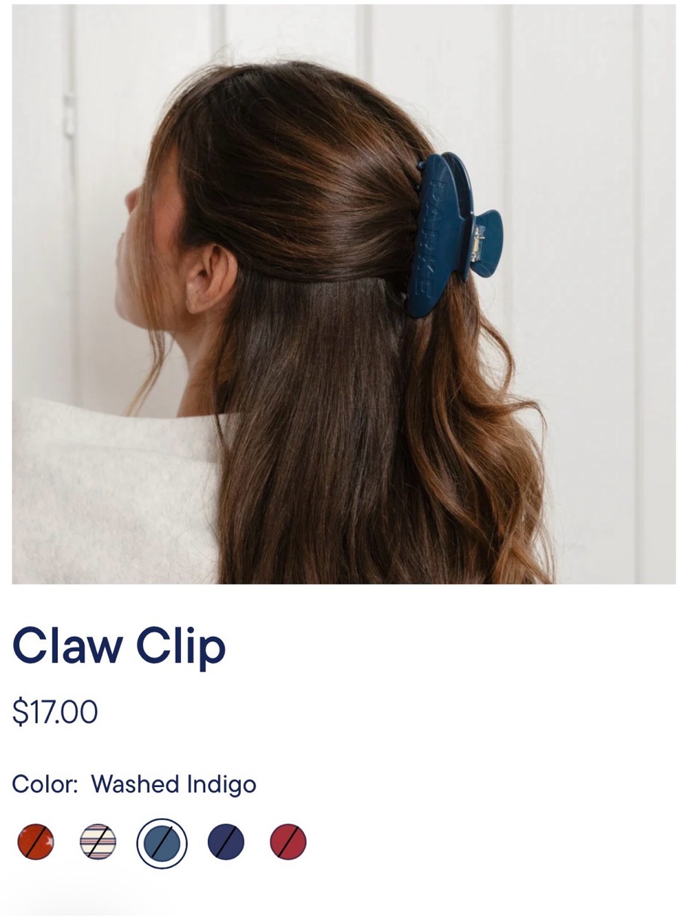 Parke Claw Clip In Washed Indigo RARE - Picture 3 of 3